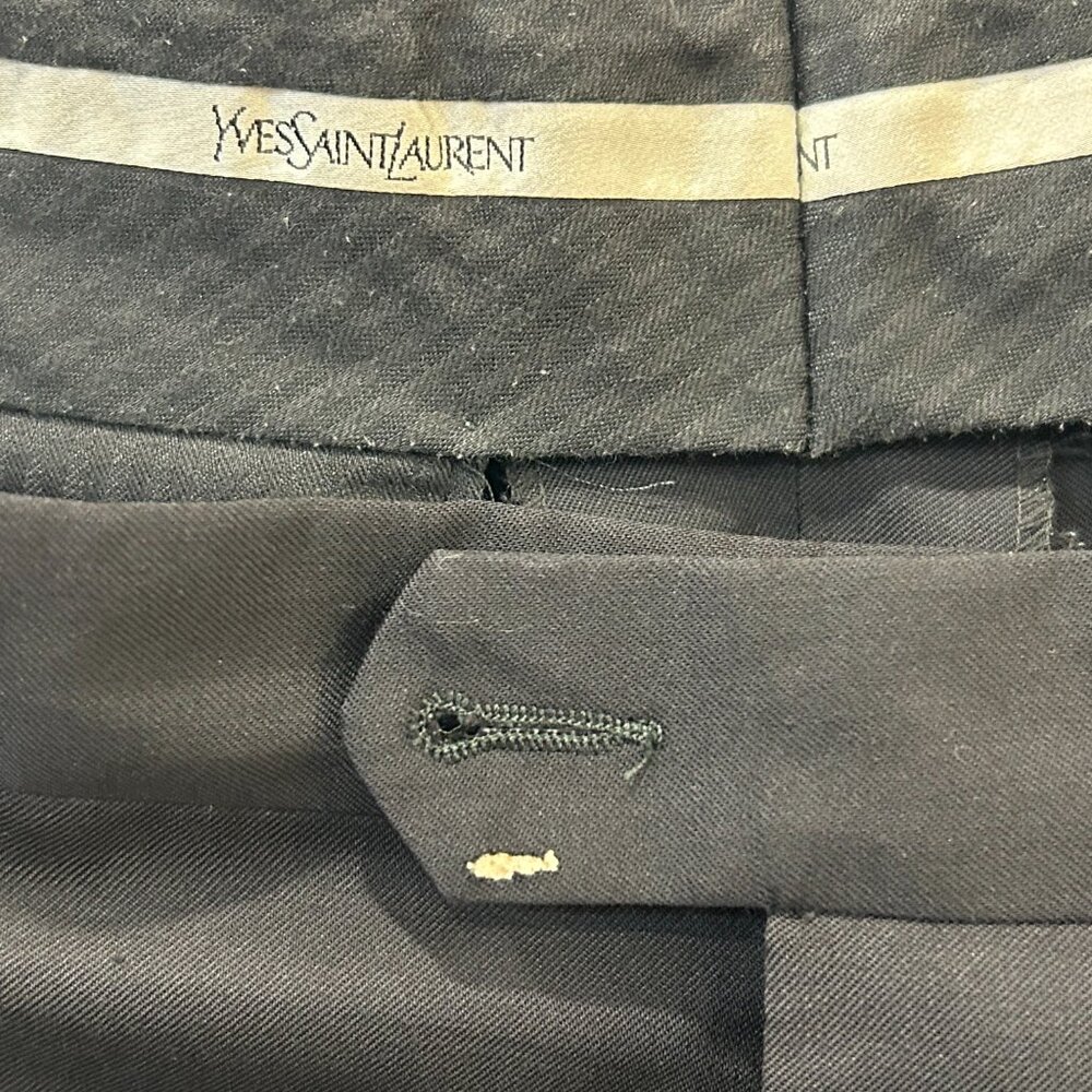 Yves Saint Laurent Dress Pants Mens Black Solid Classic Pleat Front Trousers - Picture 3 of 9